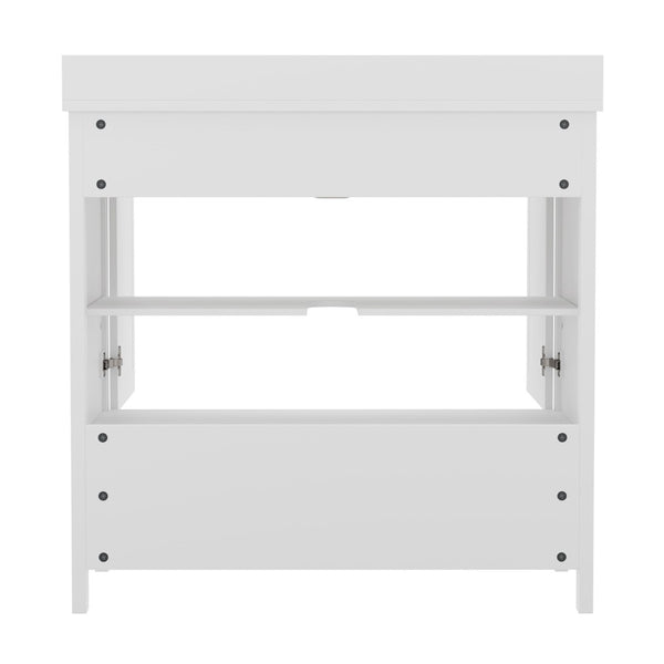 English Elm Haven Bathroom Vanity with Elegant Carrara Marble Countertop, Soft-Close Storage & Easy Assembly White 36" FS-BN-4-36-KD-WH-GG