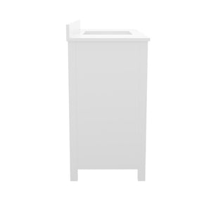 English Elm Haven Bathroom Vanity with Elegant Carrara Marble Countertop, Soft-Close Storage & Easy Assembly White 36" FS-BN-4-36-KD-WH-GG