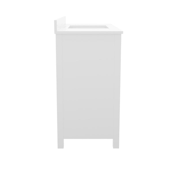 English Elm Haven Bathroom Vanity with Elegant Carrara Marble Countertop, Soft-Close Storage & Easy Assembly White 36" FS-BN-4-36-KD-WH-GG