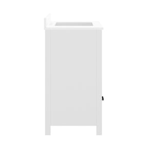 English Elm Haven Bathroom Vanity with Elegant Carrara Marble Countertop, Soft-Close Storage & Easy Assembly White Frame/Black Hardware 36" FS-BN-4-36-KD-WH-HDBLK-GG