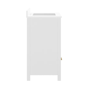 English Elm Haven Bathroom Vanity with Elegant Carrara Marble Countertop, Soft-Close Storage & Easy Assembly White Frame/Gold Hardware 36" FS-BN-4-36-KD-WH-HDGLD-GG