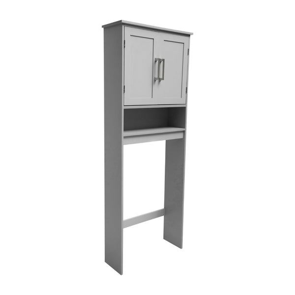 English Elm Vega Over the Toilet Storage Cabinet Organizer with Magnetic Doors, Adjustable Shelf, and Open Display Gray FS-VEGA-BATH-1-GY-GG