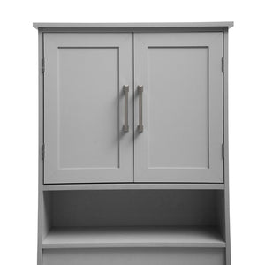 English Elm Vega Over the Toilet Storage Cabinet Organizer with Magnetic Doors, Adjustable Shelf, and Open Display Gray FS-VEGA-BATH-1-GY-GG