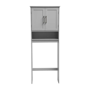 English Elm Vega Over the Toilet Storage Cabinet Organizer with Magnetic Doors, Adjustable Shelf, and Open Display Gray FS-VEGA-BATH-1-GY-GG