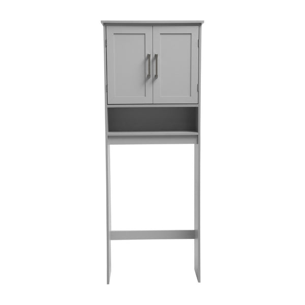 English Elm Vega Over the Toilet Storage Cabinet Organizer with Magnetic Doors, Adjustable Shelf, and Open Display Gray FS-VEGA-BATH-1-GY-GG
