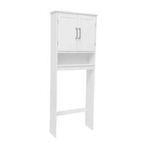 English Elm Vega Over the Toilet Storage Cabinet Organizer with Magnetic Doors, Adjustable Shelf, and Open Display White FS-VEGA-BATH-1-WH-GG