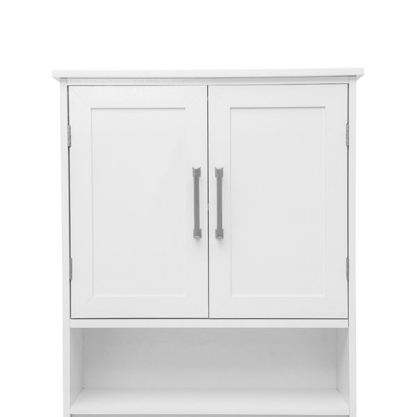 English Elm Vega Over the Toilet Storage Cabinet Organizer with Magnetic Doors, Adjustable Shelf, and Open Display White FS-VEGA-BATH-1-WH-GG