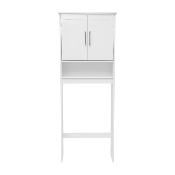 English Elm Vega Over the Toilet Storage Cabinet Organizer with Magnetic Doors, Adjustable Shelf, and Open Display White FS-VEGA-BATH-1-WH-GG
