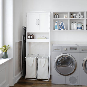 English Elm Vega Over the Toilet Storage Cabinet Organizer with Magnetic Doors, Adjustable Shelf, and Open Display White FS-VEGA-BATH-1-WH-GG