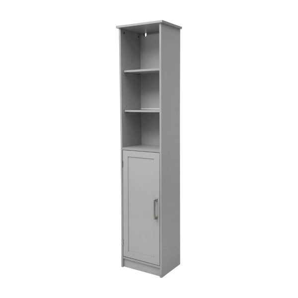 English Elm Vega Freestanding Linen Tower Cabinet for Stylish Bathroom Storage with Adjustable Shelves & Magnetic Door Gray FS-VEGA-BATH-2-GY-GG