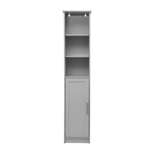 English Elm Vega Freestanding Linen Tower Cabinet for Stylish Bathroom Storage with Adjustable Shelves & Magnetic Door Gray FS-VEGA-BATH-2-GY-GG