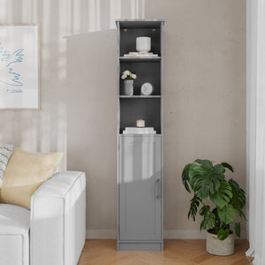 English Elm Vega Freestanding Linen Tower Cabinet for Stylish Bathroom Storage with Adjustable Shelves & Magnetic Door Gray FS-VEGA-BATH-2-GY-GG