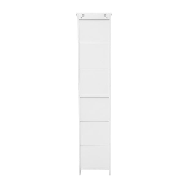 English Elm Vega Freestanding Linen Tower Cabinet for Stylish Bathroom Storage with Adjustable Shelves & Magnetic Door White FS-VEGA-BATH-2-WH-GG