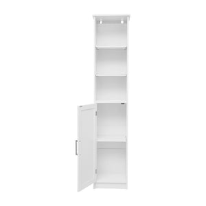English Elm Vega Freestanding Linen Tower Cabinet for Stylish Bathroom Storage with Adjustable Shelves & Magnetic Door White FS-VEGA-BATH-2-WH-GG