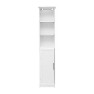 English Elm Vega Freestanding Linen Tower Cabinet for Stylish Bathroom Storage with Adjustable Shelves & Magnetic Door White FS-VEGA-BATH-2-WH-GG
