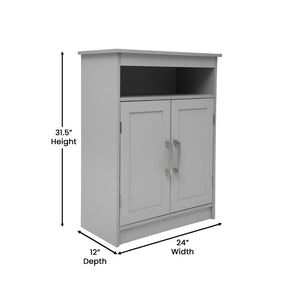 English Elm Vega Bathroom Storage Cabinet Organizer with Magnetic Doors, Adjustable Shelf, and Open Display Top Gray FS-VEGA-BATH-4-GY-GG