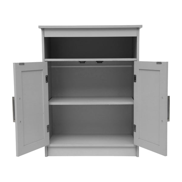 English Elm Vega Bathroom Storage Cabinet Organizer with Magnetic Doors, Adjustable Shelf, and Open Display Top Gray FS-VEGA-BATH-4-GY-GG