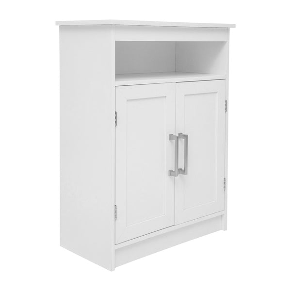 English Elm Vega Bathroom Storage Cabinet Organizer with Magnetic Doors, Adjustable Shelf, and Open Display Top White FS-VEGA-BATH-4-WH-GG
