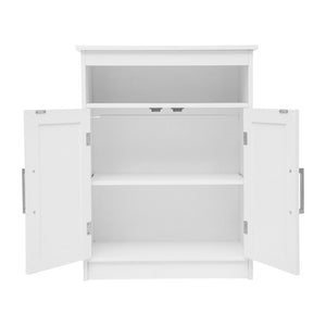English Elm Vega Bathroom Storage Cabinet Organizer with Magnetic Doors, Adjustable Shelf, and Open Display Top White FS-VEGA-BATH-4-WH-GG