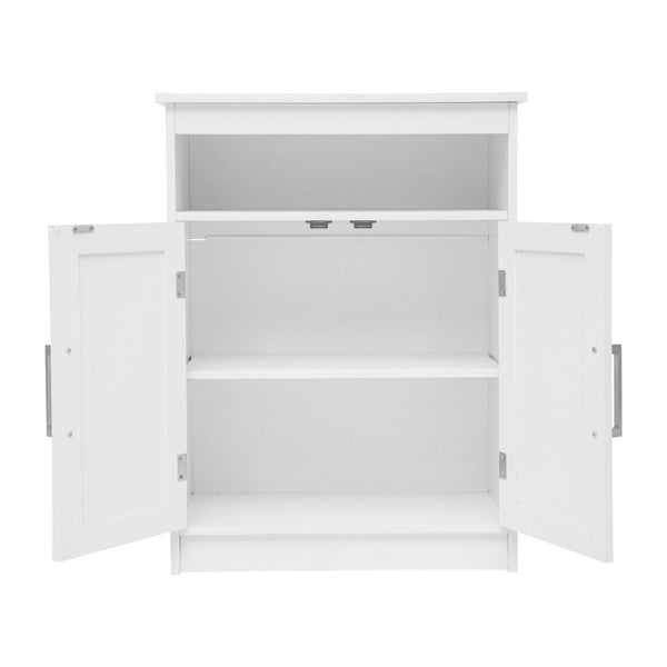 English Elm Vega Bathroom Storage Cabinet Organizer with Magnetic Doors, Adjustable Shelf, and Open Display Top White FS-VEGA-BATH-4-WH-GG