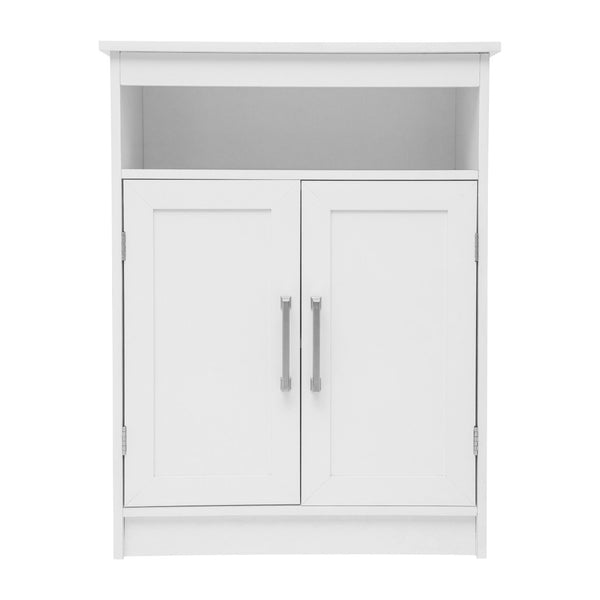 English Elm Vega Bathroom Storage Cabinet Organizer with Magnetic Doors, Adjustable Shelf, and Open Display Top White FS-VEGA-BATH-4-WH-GG