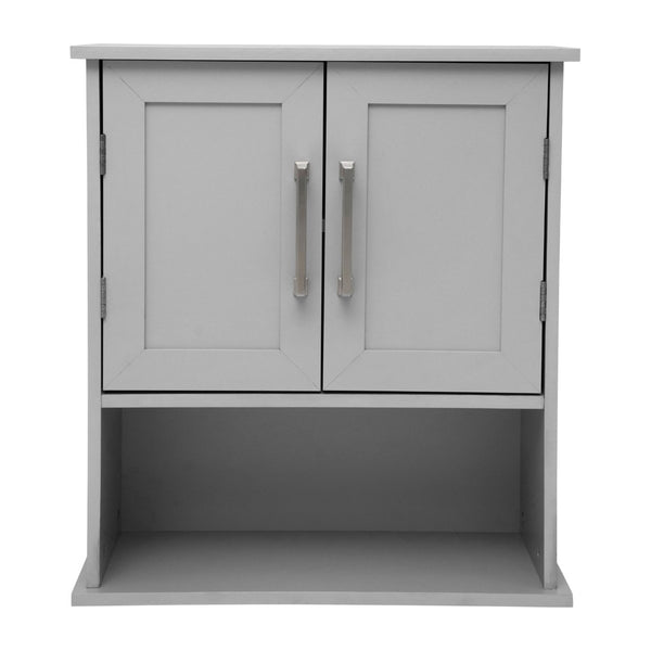 English Elm Vega Wall-Mounted Bathroom Medicine Cabinet with Magnetic Doors, Adjustable Shelf, and Open Storage Gray FS-VEGA-BATH-5-GY-GG
