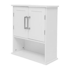 English Elm Vega Wall-Mounted Bathroom Medicine Cabinet with Magnetic Doors, Adjustable Shelf, and Open Storage White FS-VEGA-BATH-5-WH-GG