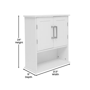 English Elm Vega Wall-Mounted Bathroom Medicine Cabinet with Magnetic Doors, Adjustable Shelf, and Open Storage White FS-VEGA-BATH-5-WH-GG
