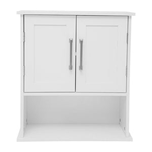 English Elm Vega Wall-Mounted Bathroom Medicine Cabinet with Magnetic Doors, Adjustable Shelf, and Open Storage White FS-VEGA-BATH-5-WH-GG