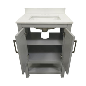 English Elm Vega Bathroom Vanity with Sink Combo - Stylish Carrara Marble Countertop, Soft-Close Doors & Storage Gray 24" FS-VEGA24-GY-GG