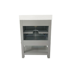 English Elm Vega Bathroom Vanity with Sink Combo - Stylish Carrara Marble Countertop, Soft-Close Doors & Storage Gray Frame/Black Hardware 24" FS-VEGA24-GY-HDBLK-GG