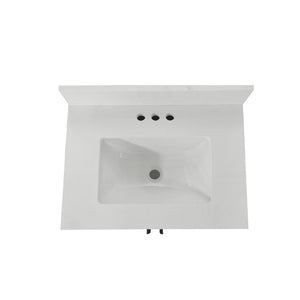 English Elm Vega Bathroom Vanity with Sink Combo - Stylish Carrara Marble Countertop, Soft-Close Doors & Storage Gray Frame/Black Hardware 24" FS-VEGA24-GY-HDBLK-GG