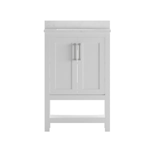 English Elm Vega Bathroom Vanity with Sink Combo - Stylish Carrara Marble Countertop, Soft-Close Doors & Storage White 24" FS-VEGA24-WH-GG