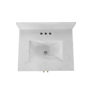 English Elm Vega Bathroom Vanity with Sink Combo - Stylish Carrara Marble Countertop, Soft-Close Doors & Storage White Frame/Gold Hardware 24" FS-VEGA24-WH-HDGLD-GG