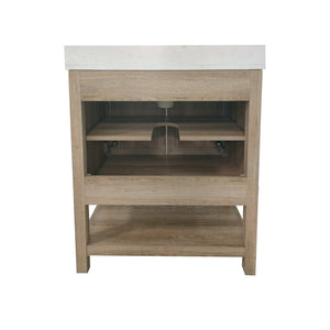 English Elm Vega Bathroom Vanity with Sink Combo - Stylish Carrara Marble Countertop, Soft-Close Doors & Storage Brown 30" FS-VEGA30-BR-GG