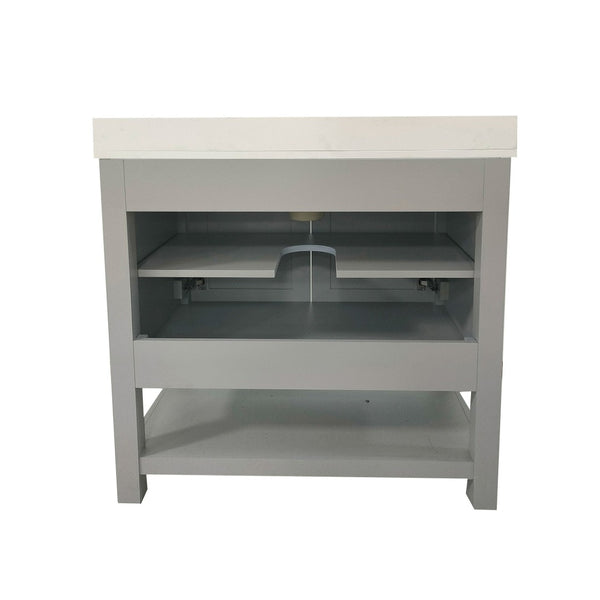 English Elm Vega Bathroom Vanity with Sink Combo - Stylish Carrara Marble Countertop, Soft-Close Doors & Storage Gray 30" FS-VEGA30-GY-GG