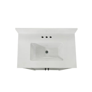 English Elm Vega Bathroom Vanity with Sink Combo - Stylish Carrara Marble Countertop, Soft-Close Doors & Storage Gray Frame/Black Hardware 30" FS-VEGA30-GY-HDBLK-GG