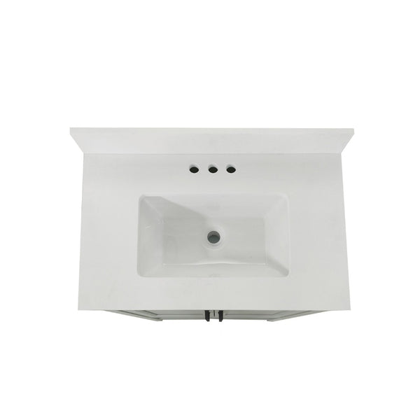 English Elm Vega Bathroom Vanity with Sink Combo - Stylish Carrara Marble Countertop, Soft-Close Doors & Storage Gray Frame/Black Hardware 30" FS-VEGA30-GY-HDBLK-GG