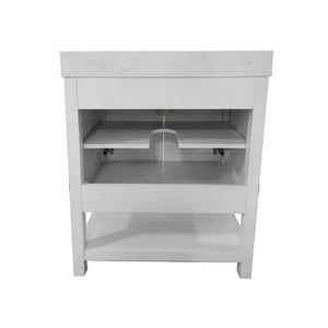 English Elm Vega Bathroom Vanity with Sink Combo - Stylish Carrara Marble Countertop, Soft-Close Doors & Storage White 30" FS-VEGA30-WH-GG