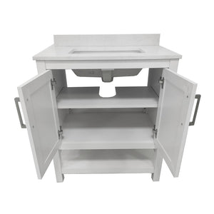 English Elm Vega Bathroom Vanity with Sink Combo - Stylish Carrara Marble Countertop, Soft-Close Doors & Storage White 30" FS-VEGA30-WH-GG