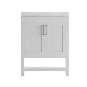 English Elm Vega Bathroom Vanity with Sink Combo - Stylish Carrara Marble Countertop, Soft-Close Doors & Storage White 30" FS-VEGA30-WH-GG