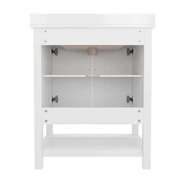 English Elm Vega Bathroom Vanity with Sink Combo - Stylish Carrara Marble Countertop, Soft-Close Doors & Storage White Frame/Gold Hardware 30" FS-VEGA30-WH-GLD-GG