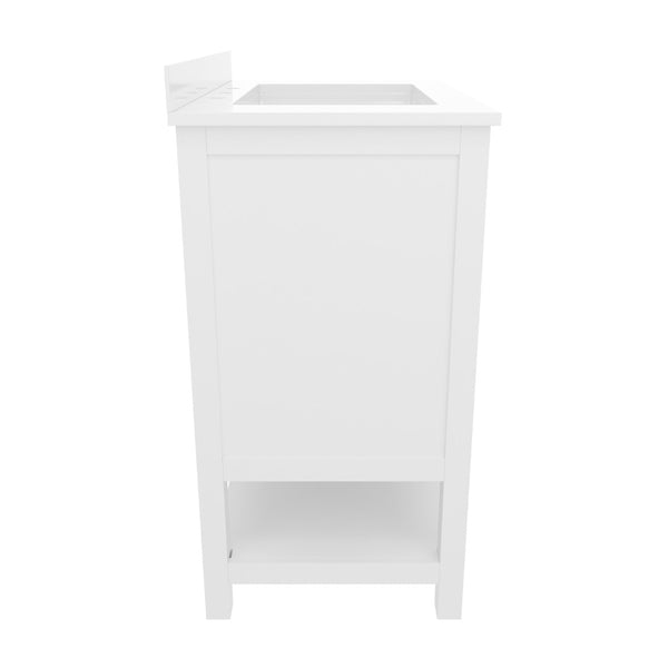 English Elm Vega Bathroom Vanity with Sink Combo - Stylish Carrara Marble Countertop, Soft-Close Doors & Storage White Frame/Gold Hardware 30" FS-VEGA30-WH-GLD-GG