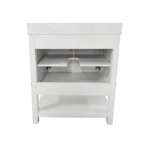 English Elm Vega Bathroom Vanity with Sink Combo - Stylish Carrara Marble Countertop, Soft-Close Doors & Storage White Frame/Black Hardware 30" FS-VEGA30-WH-HDBLK-GG