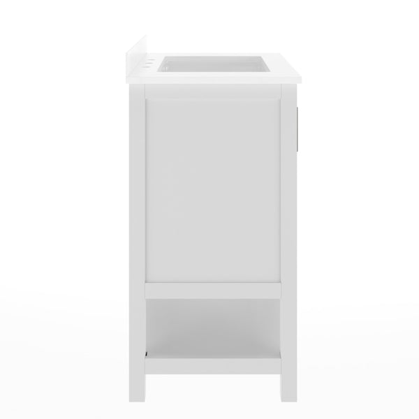 English Elm Vega Bathroom Vanity with Sink Combo - Stylish Carrara Marble Countertop, Soft-Close Doors & Storage White Frame/Black Hardware 30" FS-VEGA30-WH-HDBLK-GG