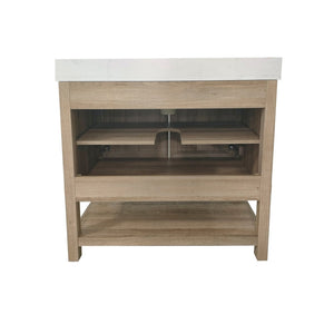 English Elm Vega Bathroom Vanity with Sink Combo - Stylish Carrara Marble Countertop, Soft-Close Doors & Storage Brown 36" FS-VEGA36-BR-GG