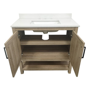 English Elm Vega Bathroom Vanity with Sink Combo - Stylish Carrara Marble Countertop, Soft-Close Doors & Storage Brown 36" FS-VEGA36-BR-GG