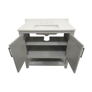 English Elm Vega Bathroom Vanity with Sink Combo - Stylish Carrara Marble Countertop, Soft-Close Doors & Storage Gray 36" FS-VEGA36-GY-GG