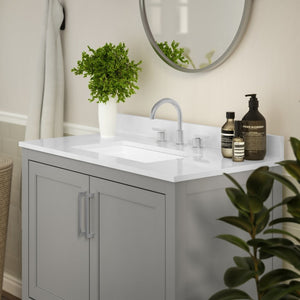 English Elm Vega Bathroom Vanity with Sink Combo - Stylish Carrara Marble Countertop, Soft-Close Doors & Storage Gray 36" FS-VEGA36-GY-GG