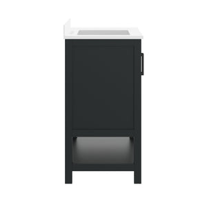 English Elm Vega Bathroom Vanity with Carrara Marble Sink, Soft-Close Storage, and Elegant Open Shelf Design Black Frame/Black Hardware 36" FS-VEGA36-KD-BK-GLD-HDBLK-GG